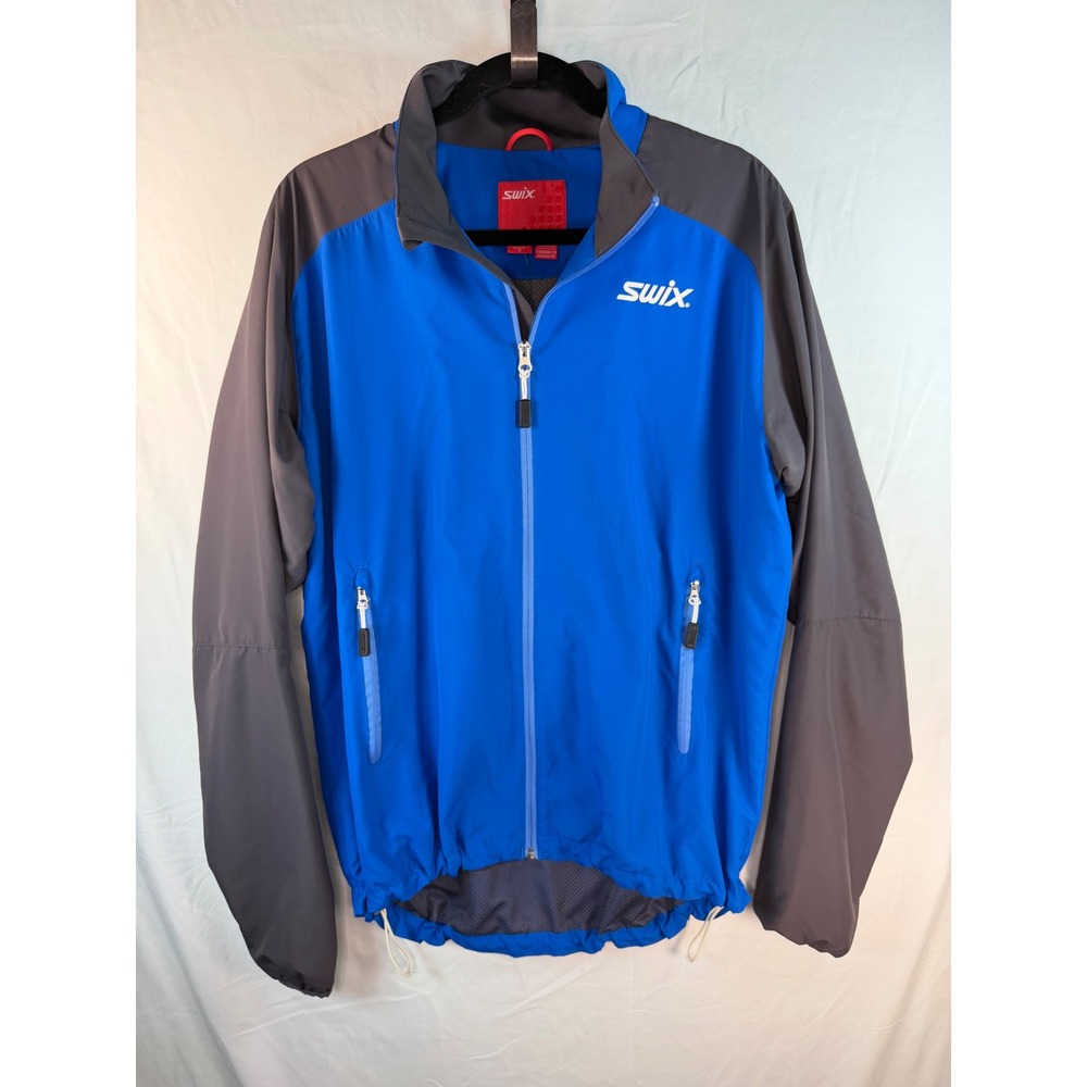 Swix‎ Mens Blue Gray Full Zip Cross Country Ski Training Jacket Large
